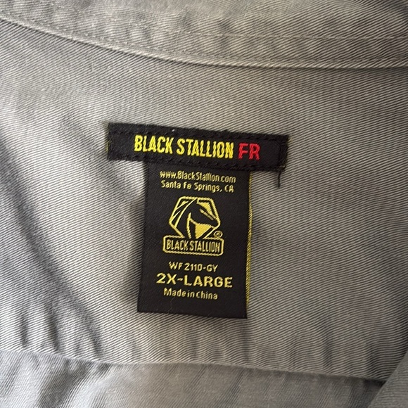 Black Stallion Fire Resistant Long Sleeve Button Down Work Shirt Gray Mens 2XL - Picture 3 of 10